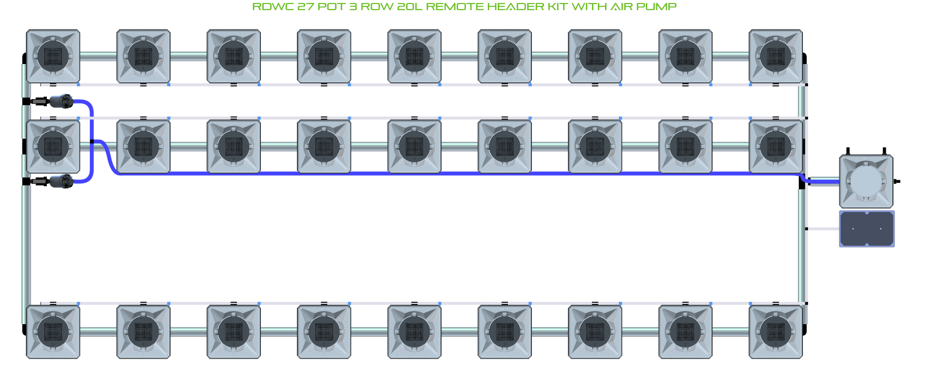 ALIEN RDWC 27 Pot 3 Row Kit