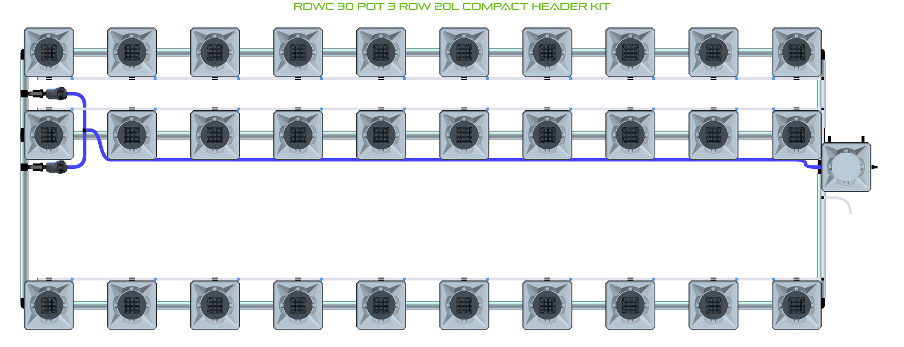 ALIEN RDWC 30 Pot 3 Row Kit