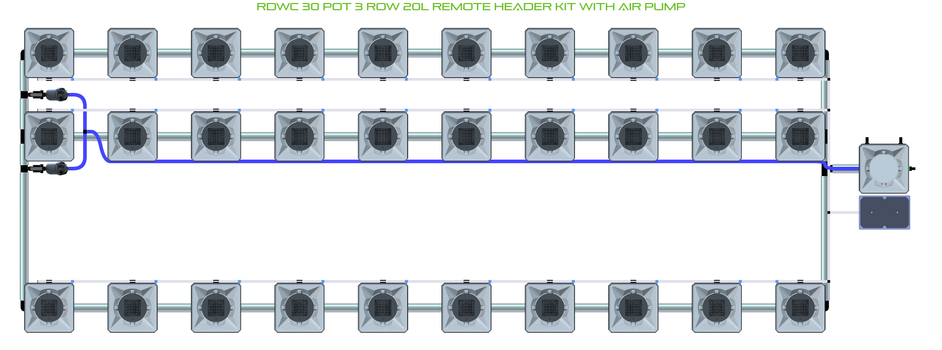ALIEN RDWC 30 Pot 3 Row Kit
