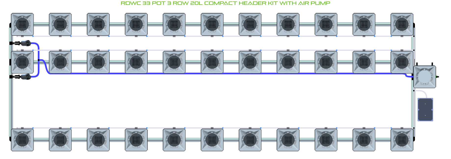 ALIEN RDWC 33 Pot 3 Row Kit