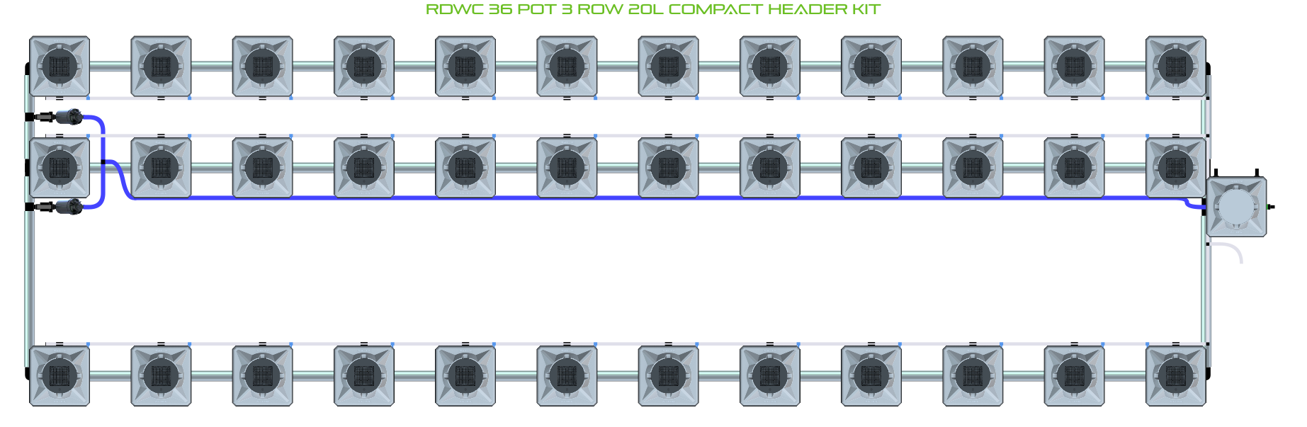 ALIEN RDWC 36 Pot 3 Row Kit