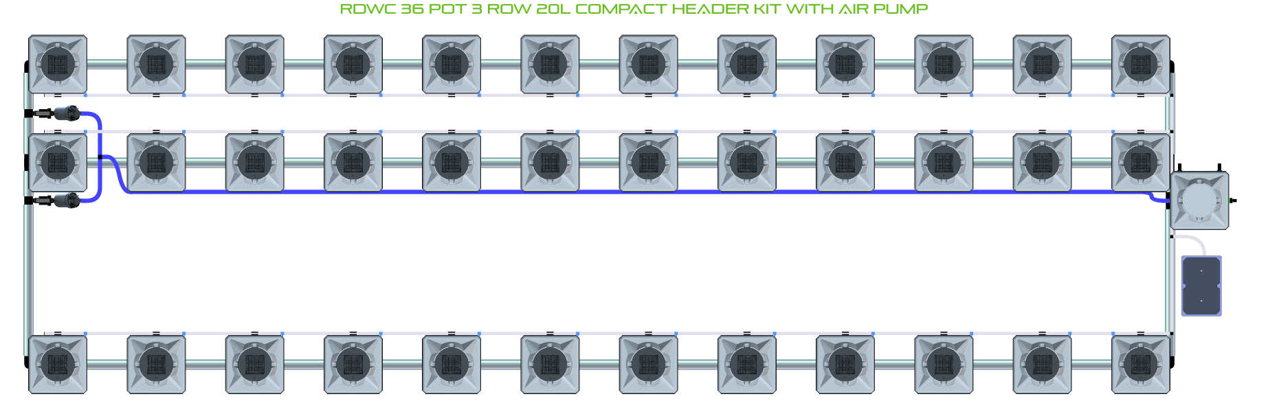 ALIEN RDWC 36 Pot 3 Row Kit