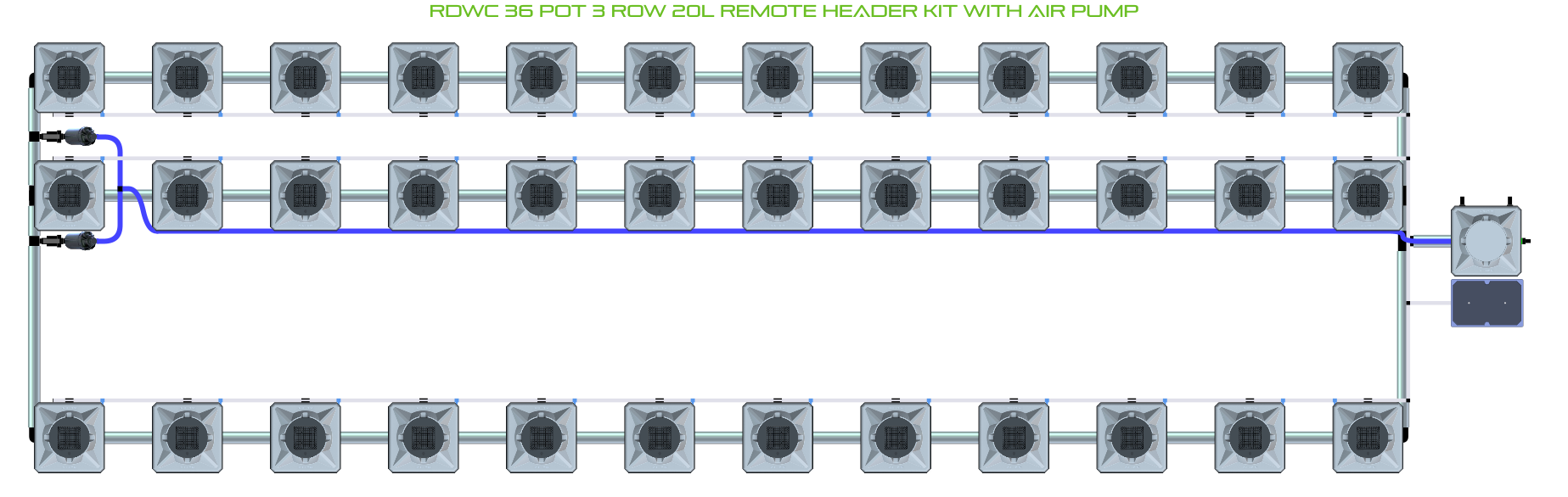 ALIEN RDWC 36 Pot 3 Row Kit