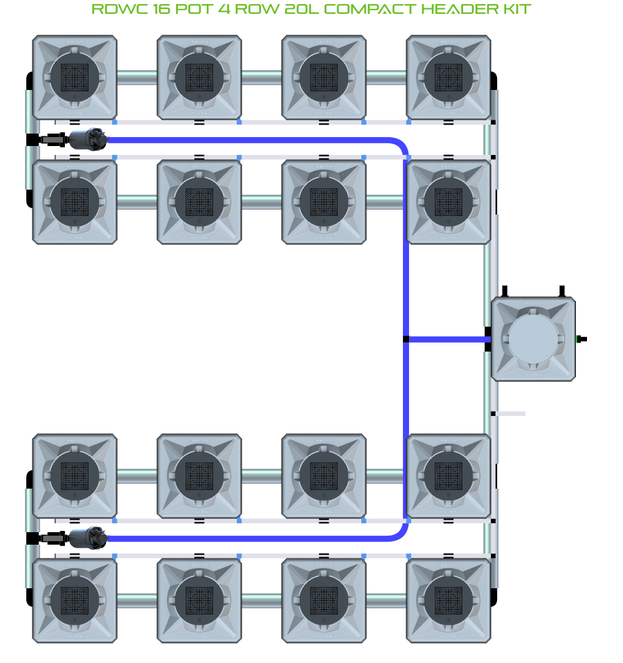 ALIEN RDWC 16 Pot 4 Row Kit