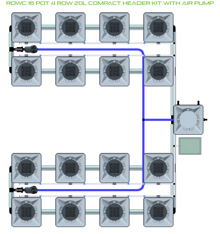 ALIEN RDWC 16 Pot 4 Row Kit