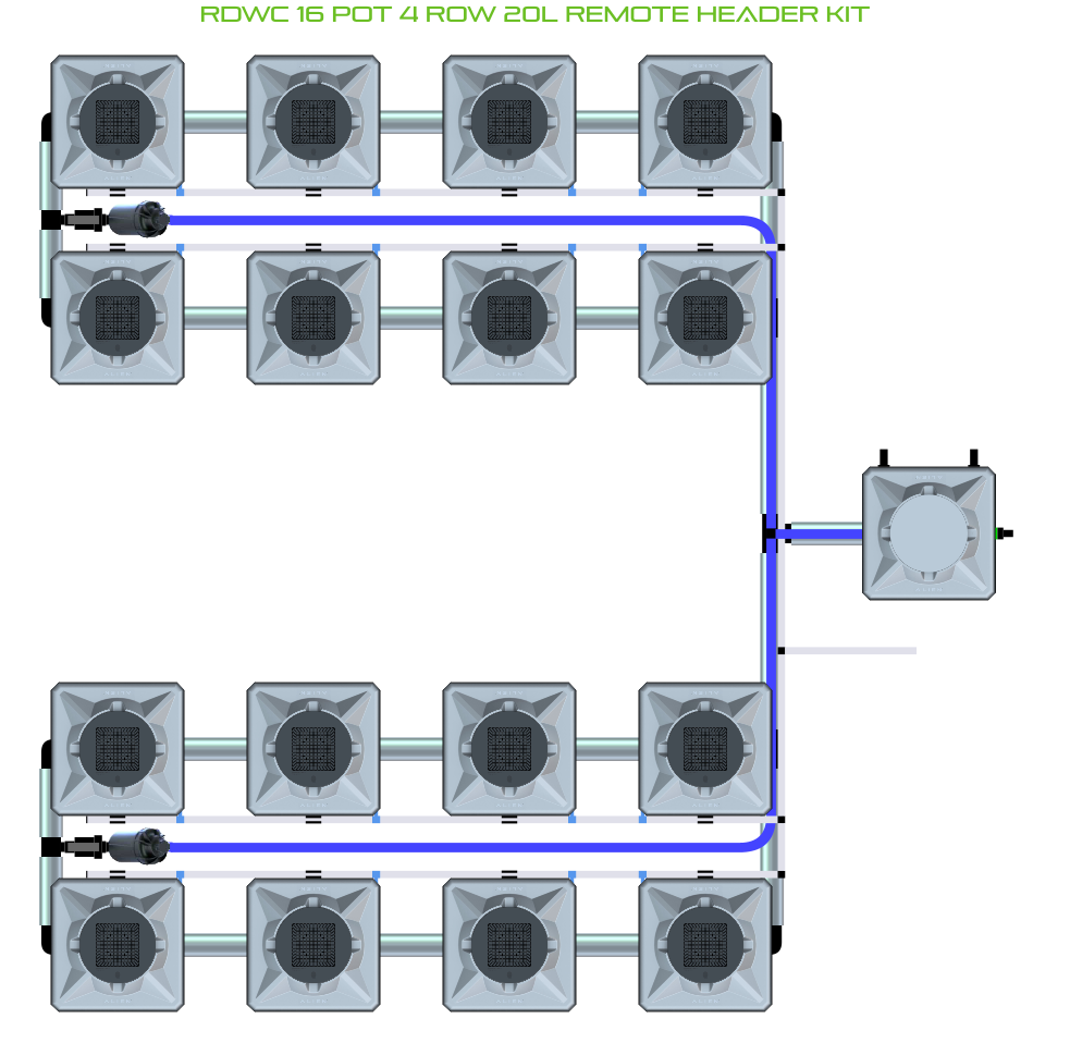 ALIEN RDWC 16 Pot 4 Row Kit