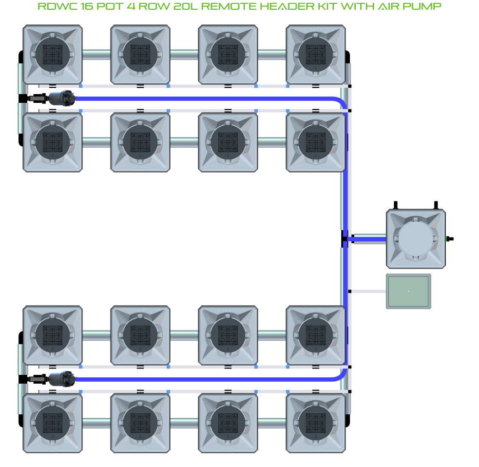 ALIEN RDWC 16 Pot 4 Row Kit