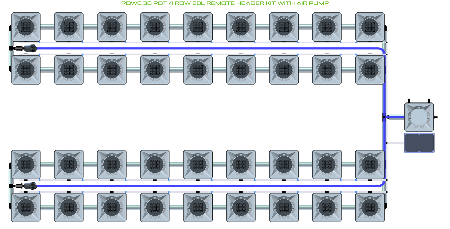 ALIEN RDWC 36 Pot 4 Row Kit
