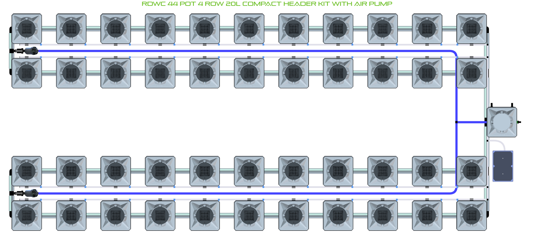 ALIEN RDWC 44 Pot 4 Row Kit