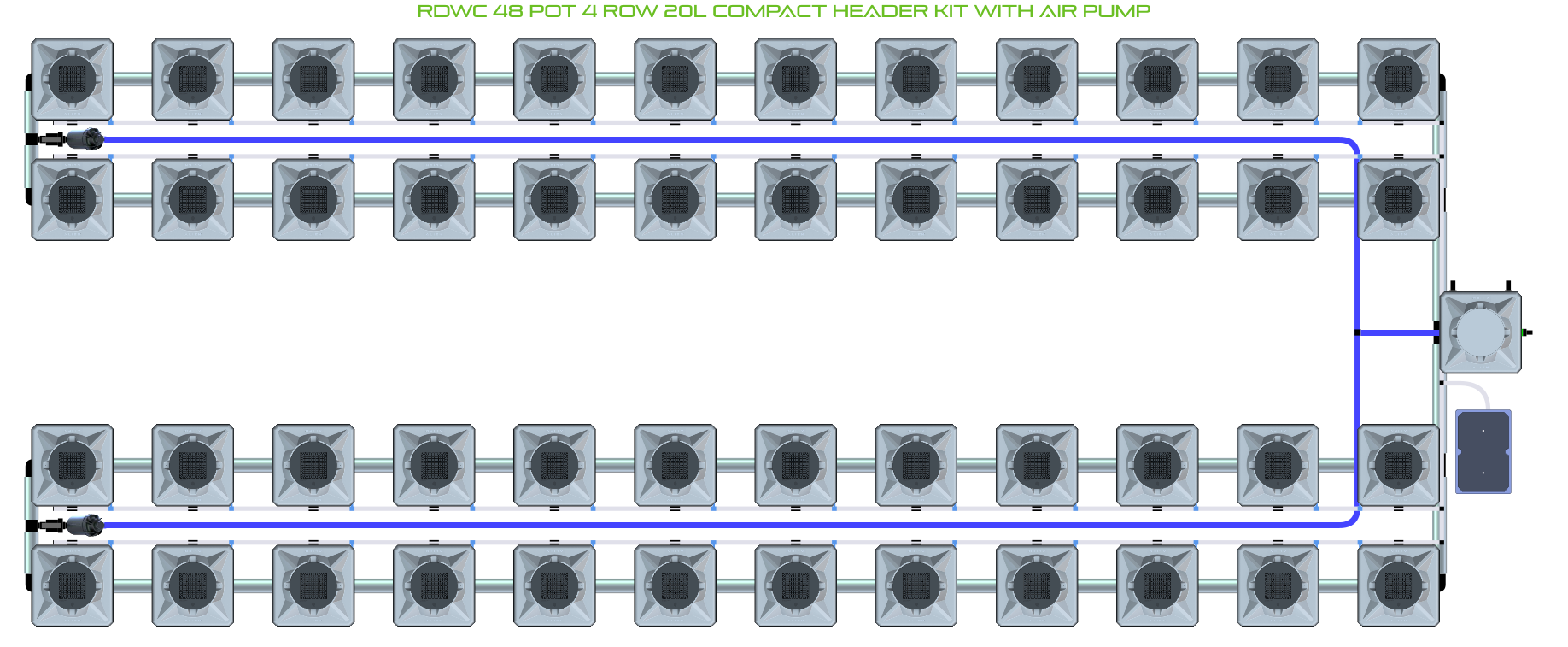 ALIEN RDWC 48 Pot 4 Row Kit