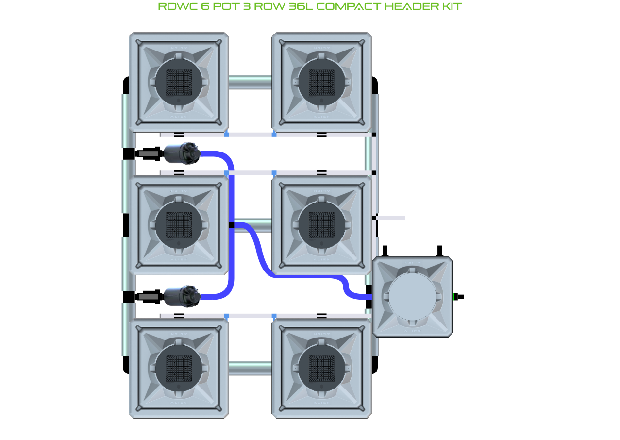 ALIEN RDWC 6 Pot 3 Row Kit
