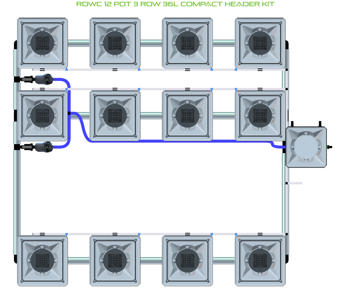 ALIEN RDWC 12 Pot 3 Row Kit