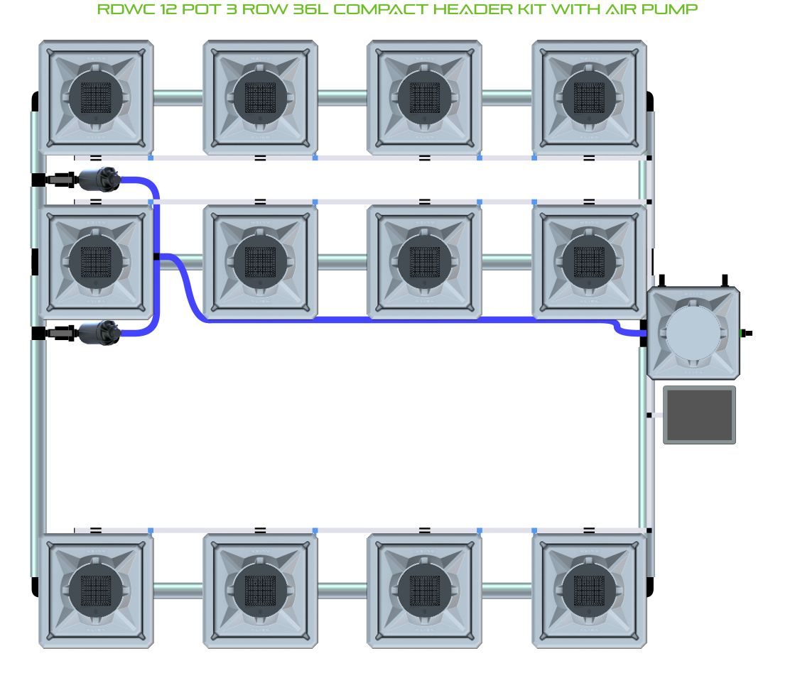 ALIEN RDWC 12 Pot 3 Row Kit