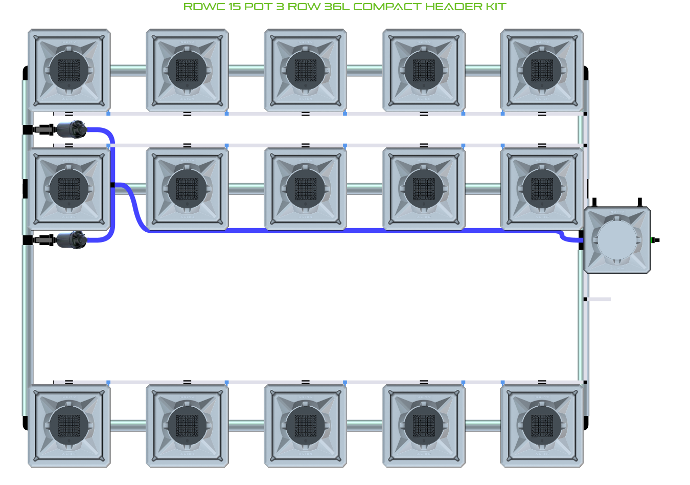 ALIEN RDWC 15 Pot 3 Row Kit