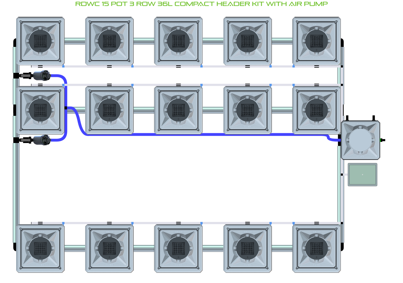 ALIEN RDWC 15 Pot 3 Row Kit