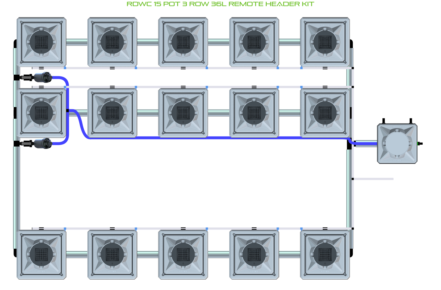 ALIEN RDWC 15 Pot 3 Row Kit