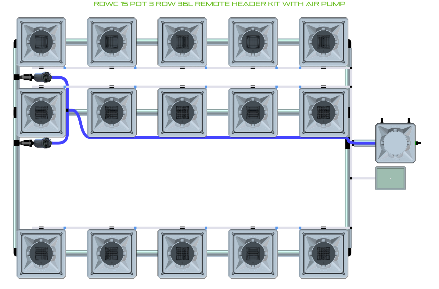 ALIEN RDWC 15 Pot 3 Row Kit