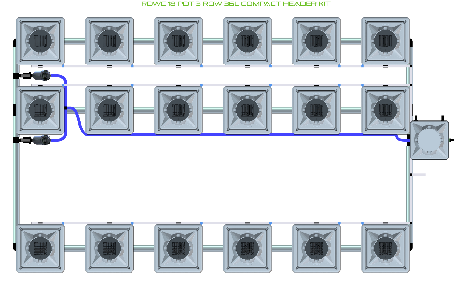 ALIEN RDWC 18 Pot 3 Row Kit