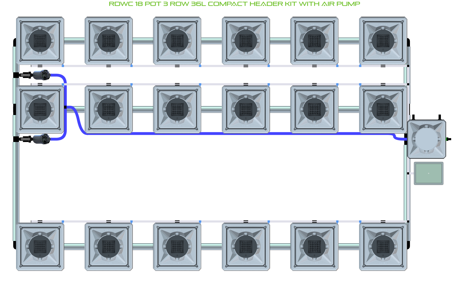 ALIEN RDWC 18 Pot 3 Row Kit