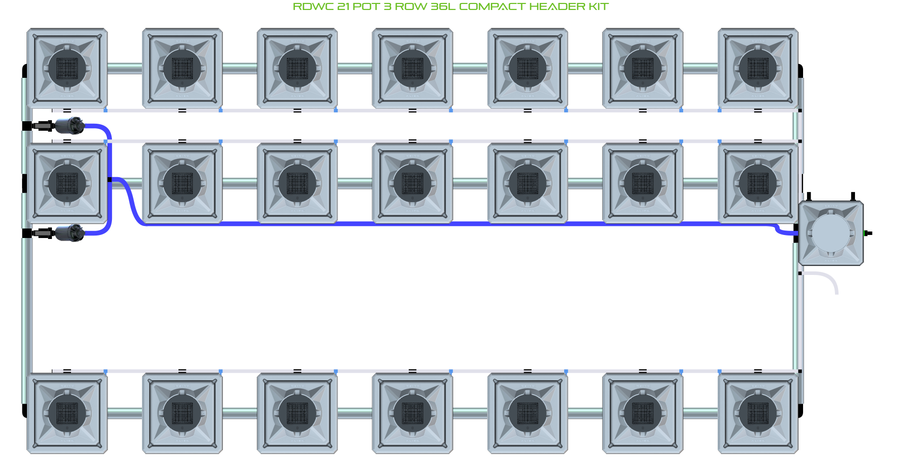 ALIEN RDWC 21 Pot 3 Row Kit