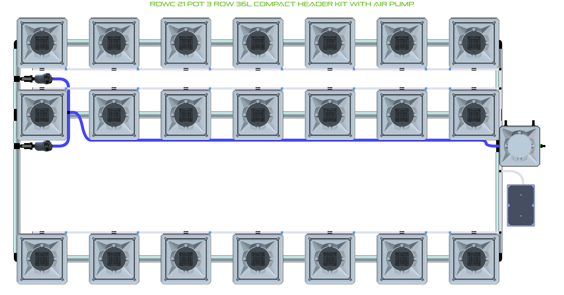ALIEN RDWC 21 Pot 3 Row Kit