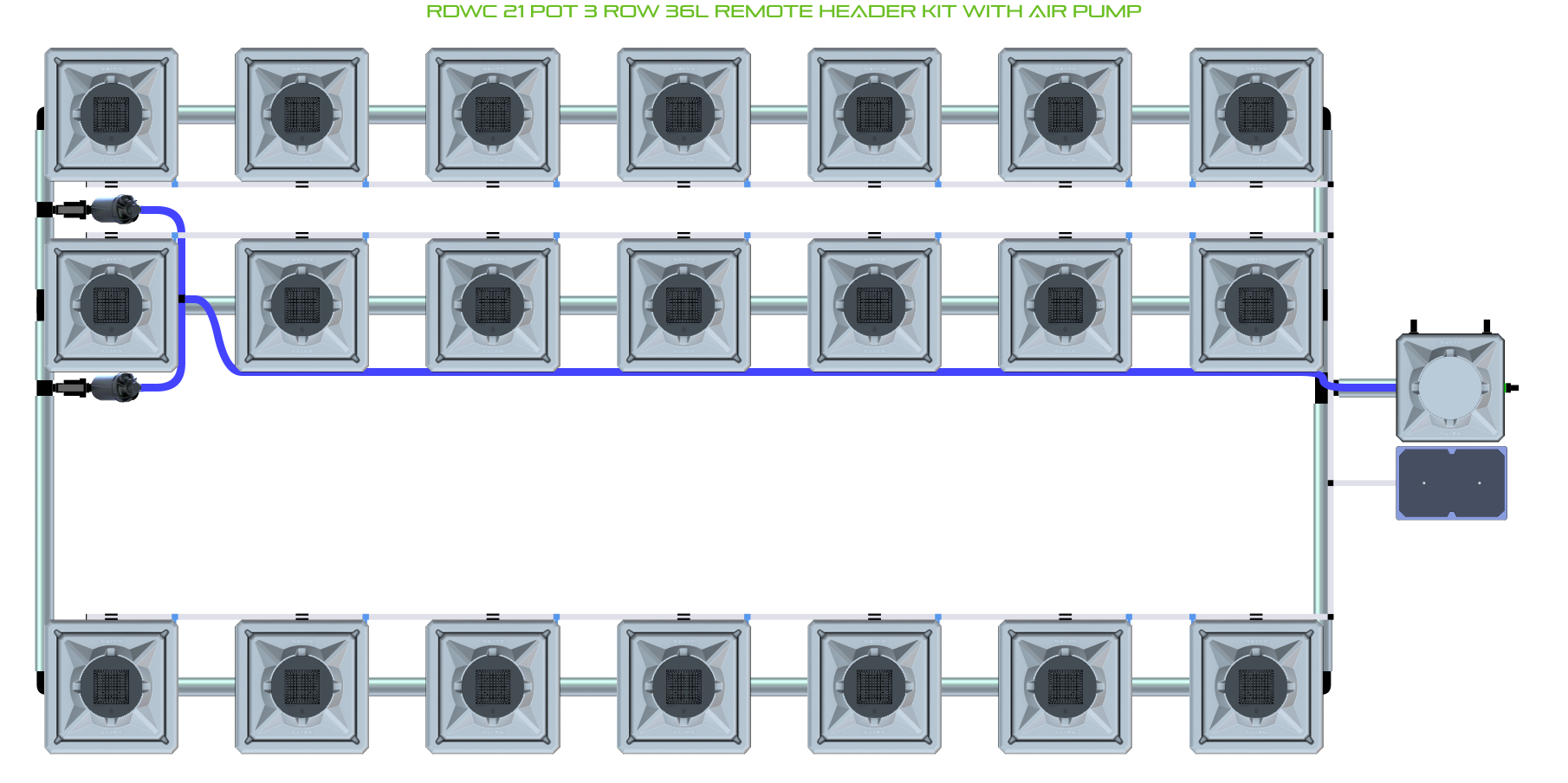 ALIEN RDWC 21 Pot 3 Row Kit