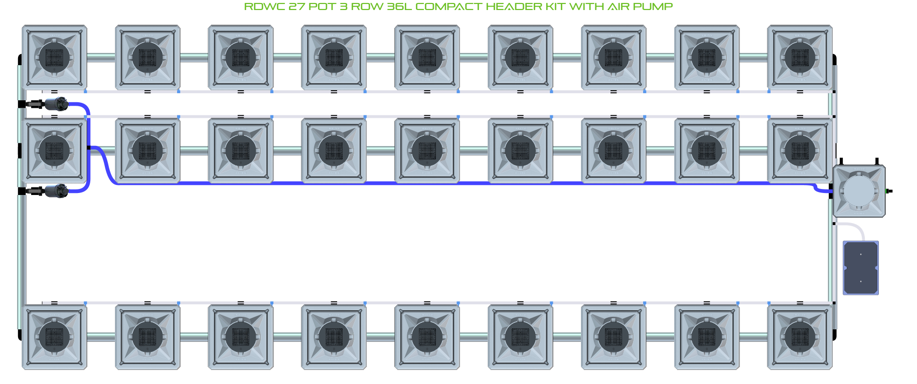 ALIEN RDWC 27 Pot 3 Row Kit