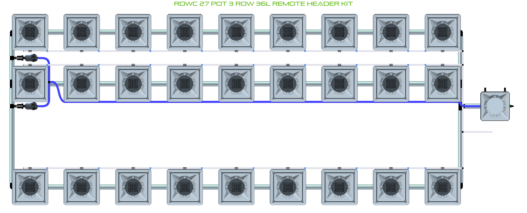 ALIEN RDWC 27 Pot 3 Row Kit