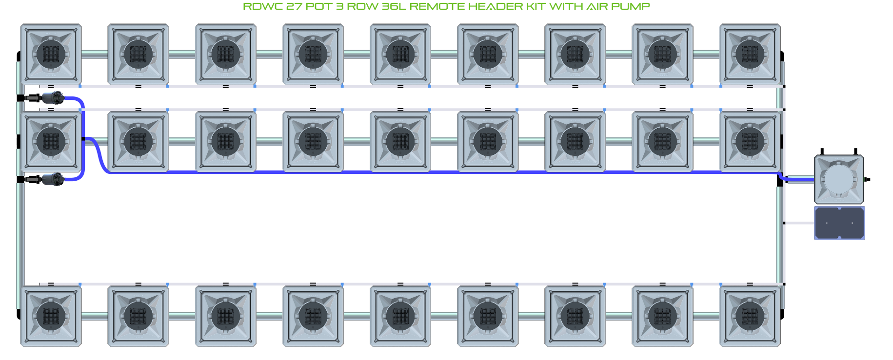ALIEN RDWC 27 Pot 3 Row Kit