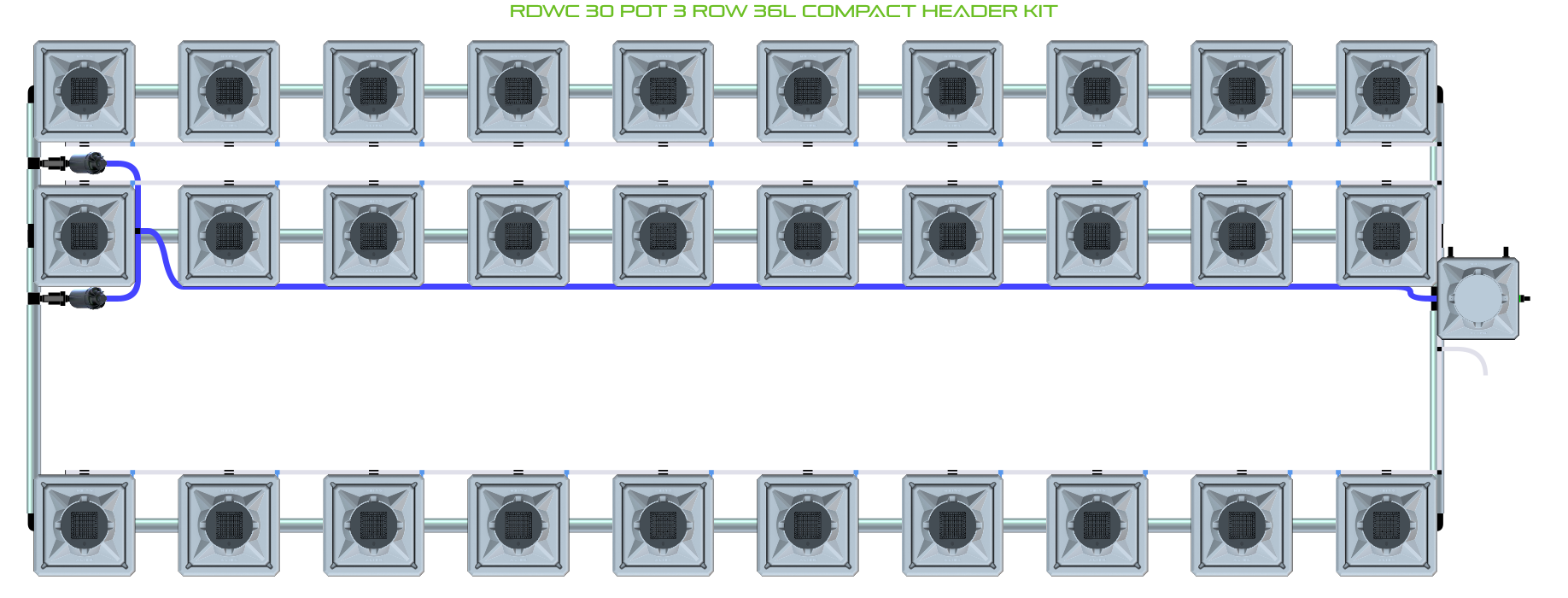 ALIEN RDWC 30 Pot 3 Row Kit