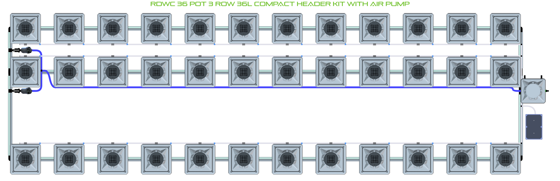 ALIEN RDWC 36 Pot 3 Row Kit