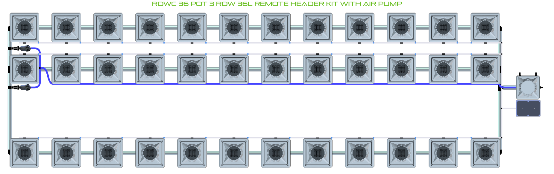 ALIEN RDWC 36 Pot 3 Row Kit
