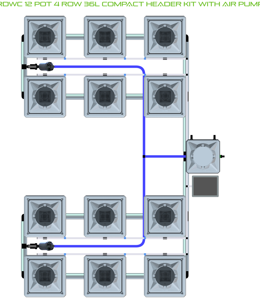 ALIEN RDWC 12 Pot 4 Row Kit