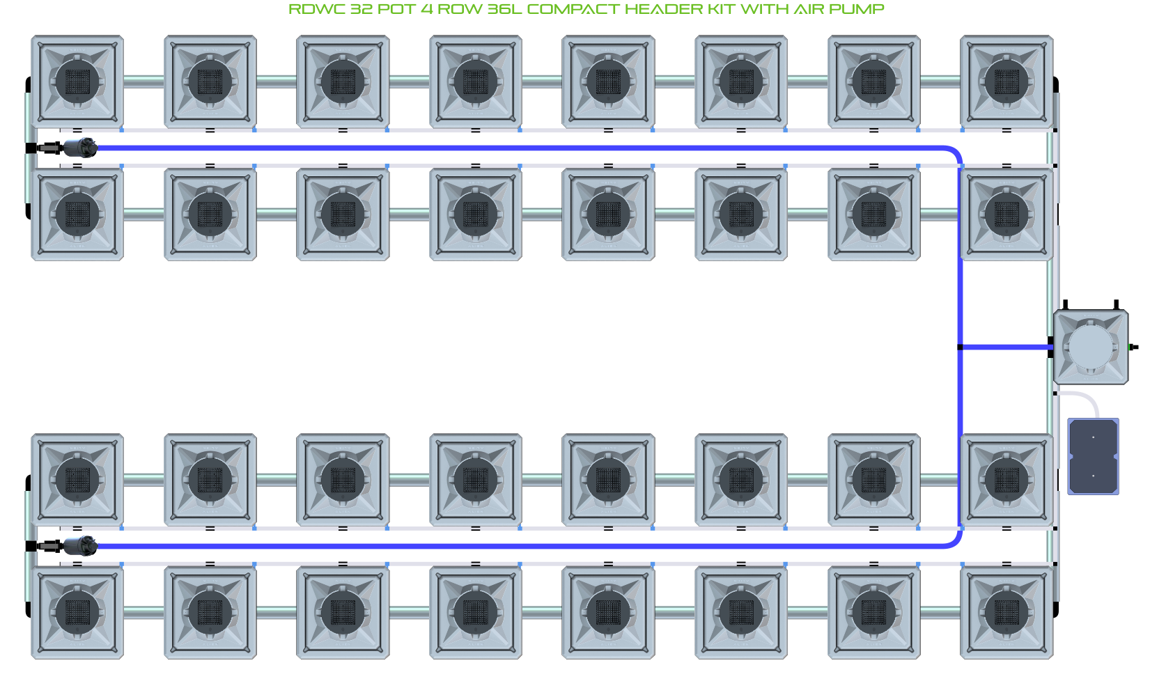 ALIEN RDWC 32 Pot 4 Row Kit
