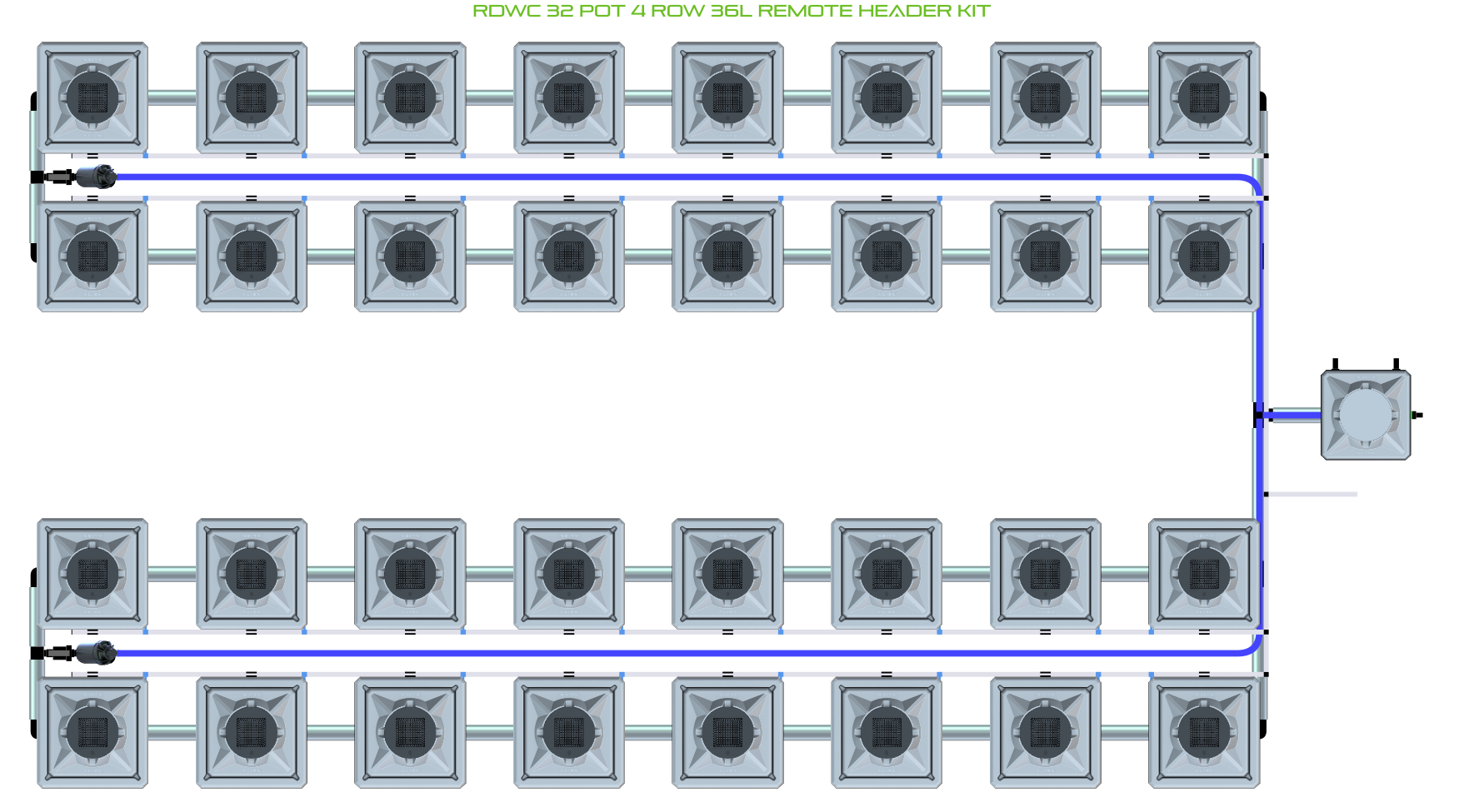 ALIEN RDWC 32 Pot 4 Row Kit