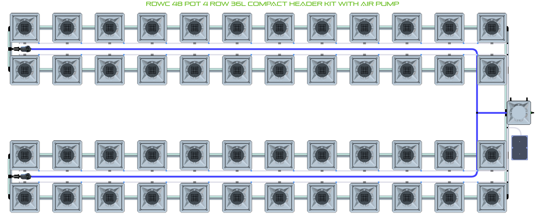 ALIEN RDWC 48 Pot 4 Row Kit