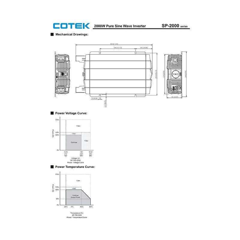 Inverters R Us COTEK 2000 Watt 48V Pure Sine Inverter SP-2000-148