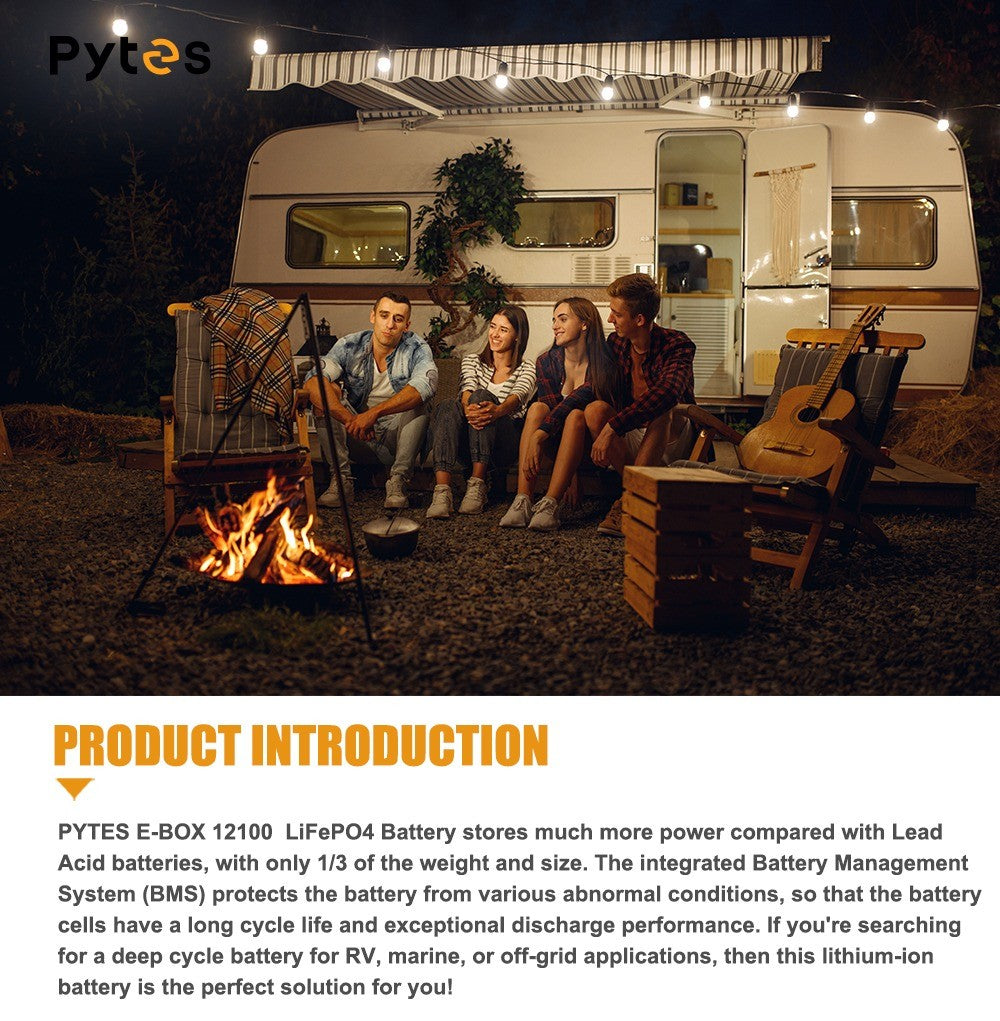 Inverters R Us Pytes E-Box 12V 100Ah LiFePO4 Battery