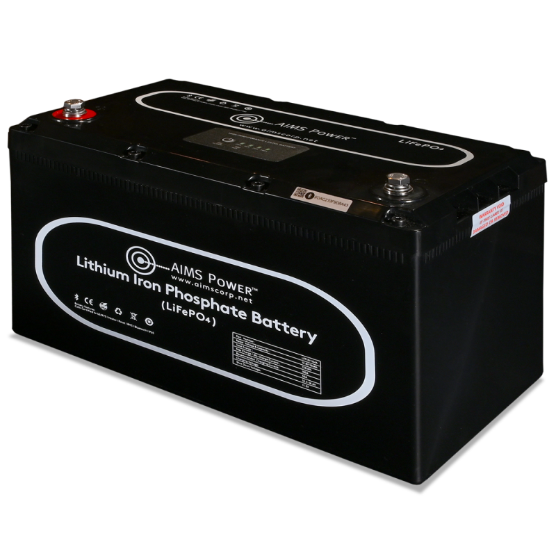 Inverters R Us AIMS Power LiFePO4 Lithium Battery with Wake Up Heater and BT Monitoring 12V 104Ah