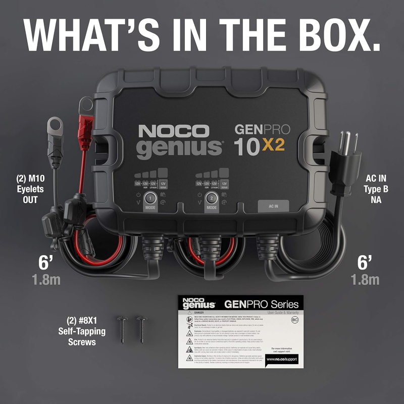 Inverters R Us NOCO GENPRO10X2 12V 2-Bank 20A On-Board Battery Charger