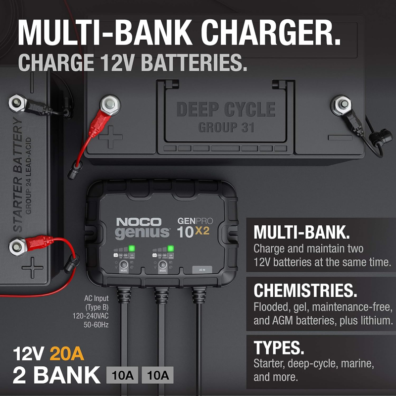 Inverters R Us KISAE 20A Abso Smart Deep Cycle 12V Battery Charger AC1220