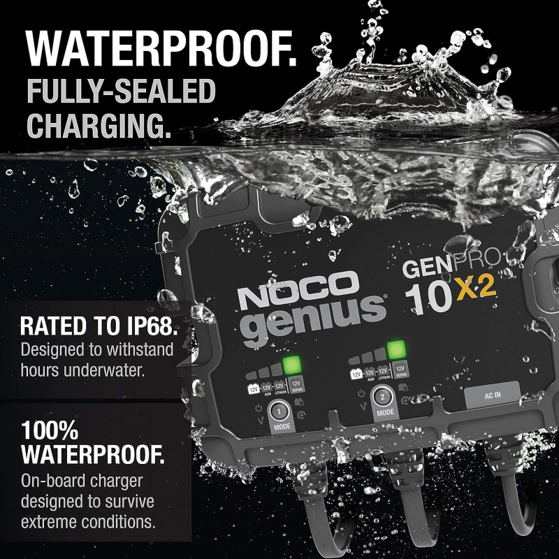 Inverters R Us NOCO GENPRO10X2 12V 2-Bank 20A On-Board Battery Charger