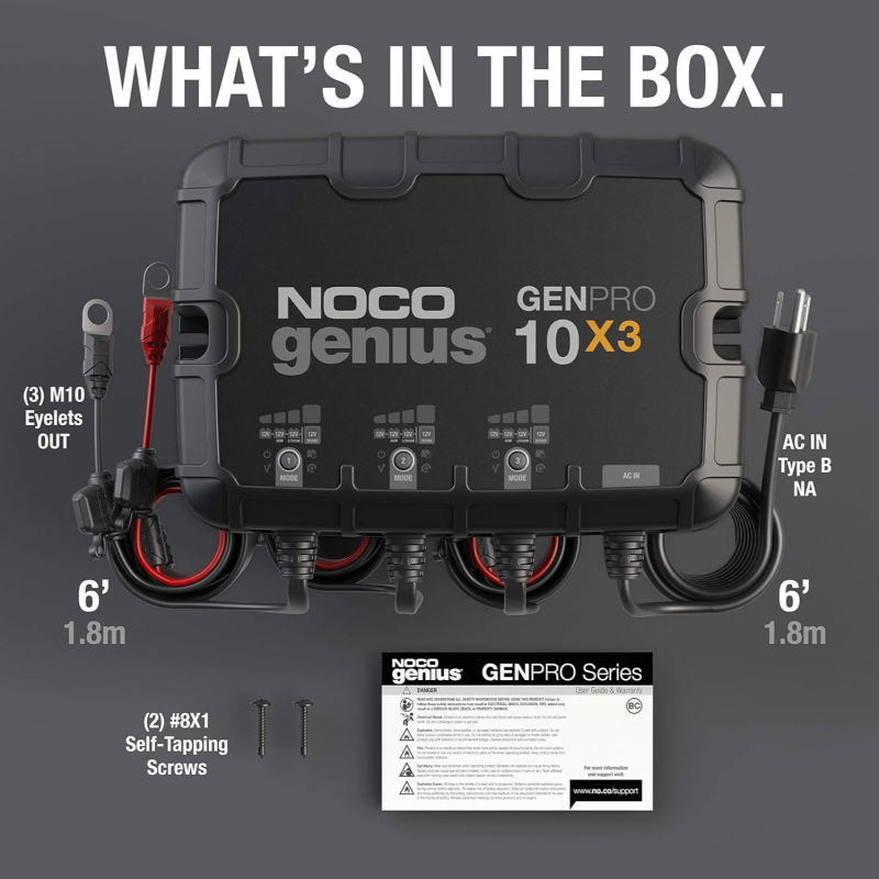Inverters R Us NOCO GENPRO10X3 12V 3-Bank 30A On-Board Battery Charger