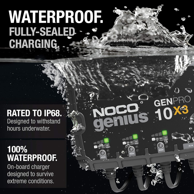 Inverters R Us NOCO GENPRO10X3 12V 3-Bank 30A On-Board Battery Charger