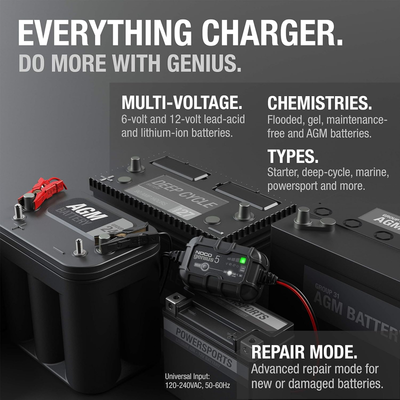 Inverters R Us NOCO GENIUS5 6V/12V 5A Smart Battery Charger