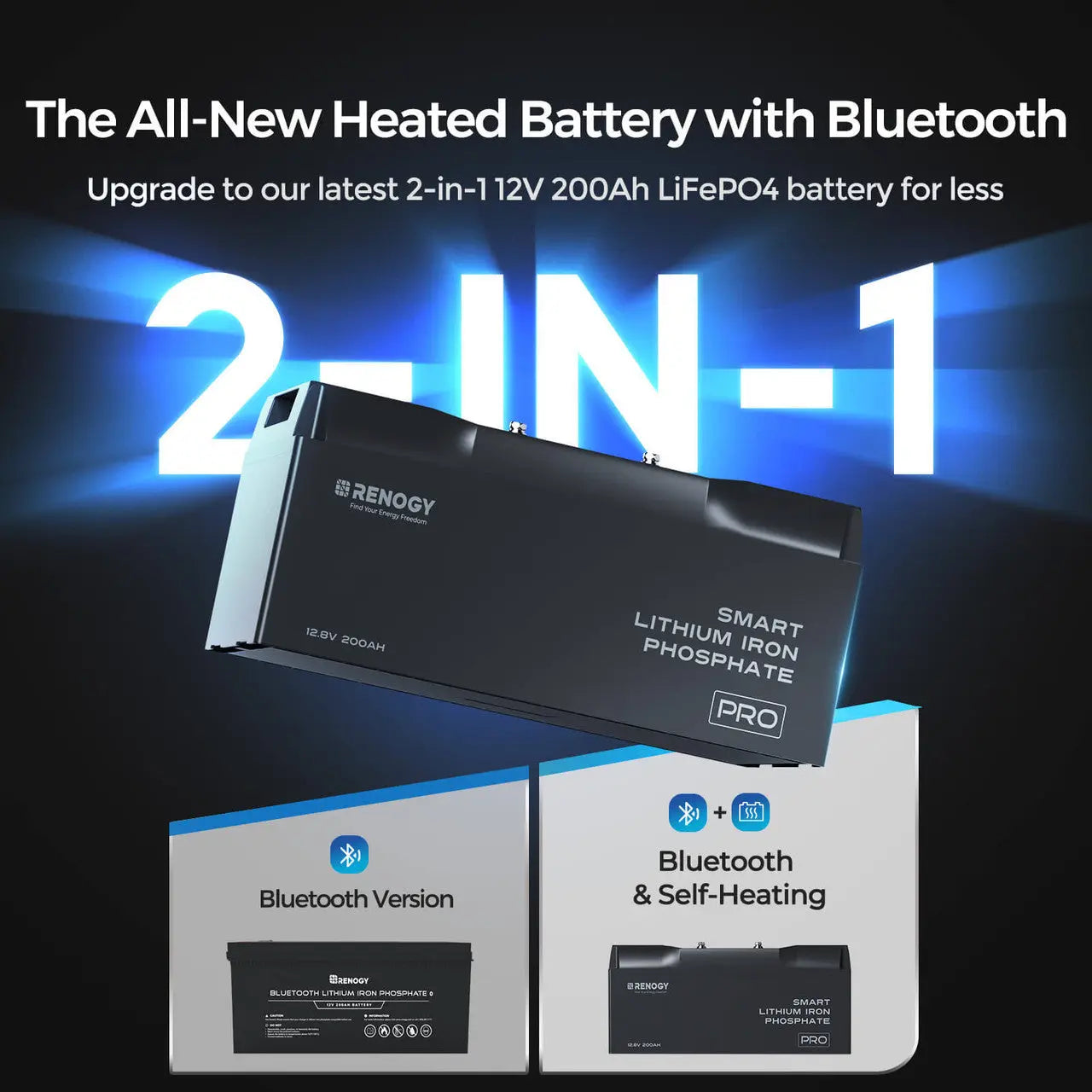 12V 100Ah/200Ah Smart LiFePO4 Battery w/ Bluetooth & Self-Heating | Pro Series
