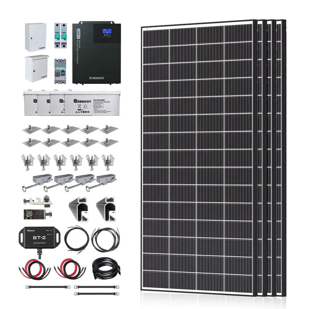 1200W/2500W Complete Solar Kit with 9.6kWh Batteries