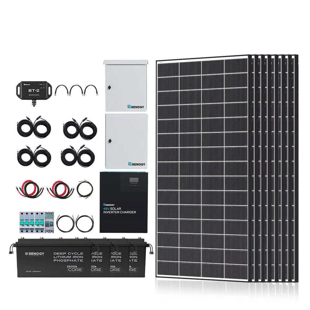 1200W/2500W Complete Solar Kit with 9.6kWh Batteries