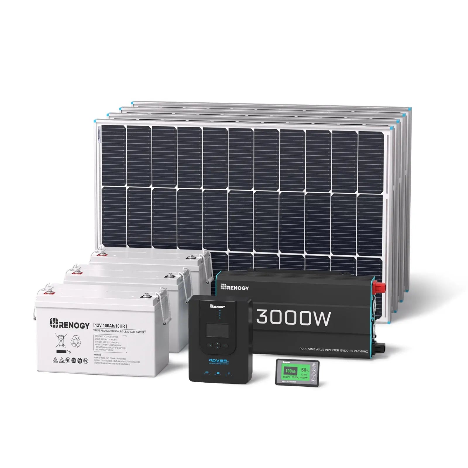 400W 12V Complete Solar Panel Kit with 3.6kWh Battery