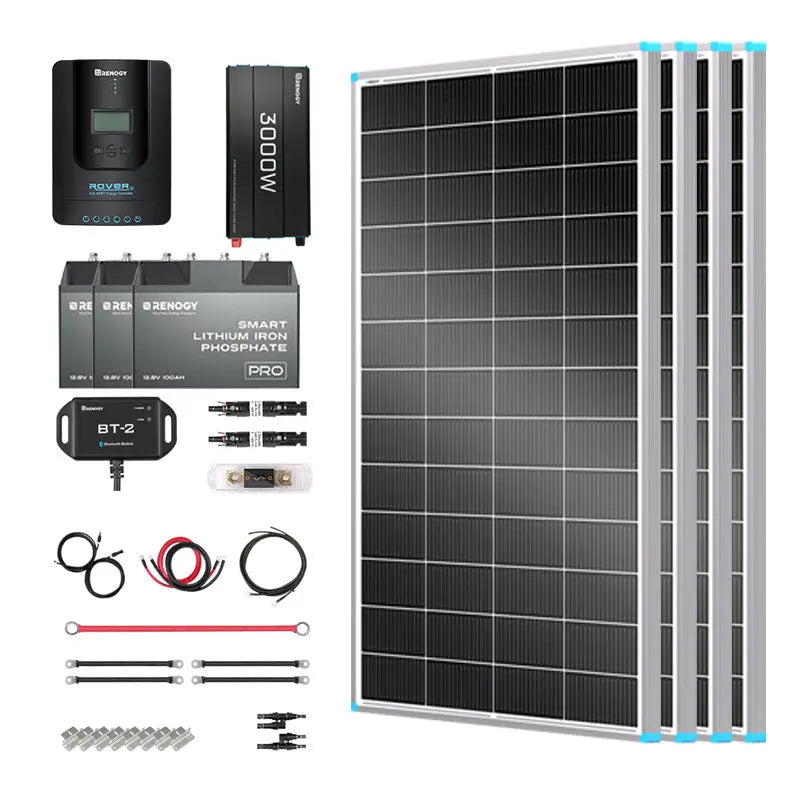 800W 12V Complete Solar Panel Kit with 3.6kWh Battery